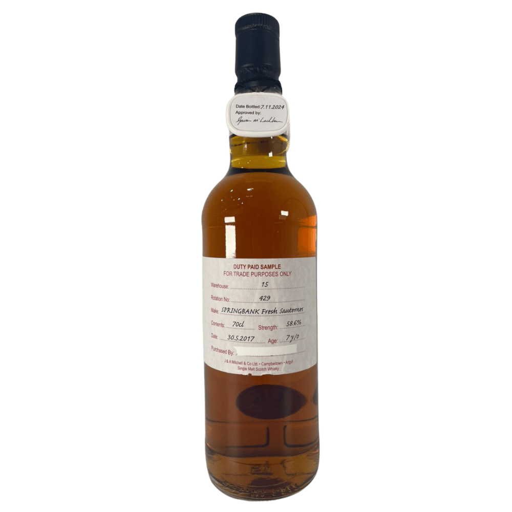 Springbank 2017 Duty Paid Sample 7 Year Old / Fresh Sauternes