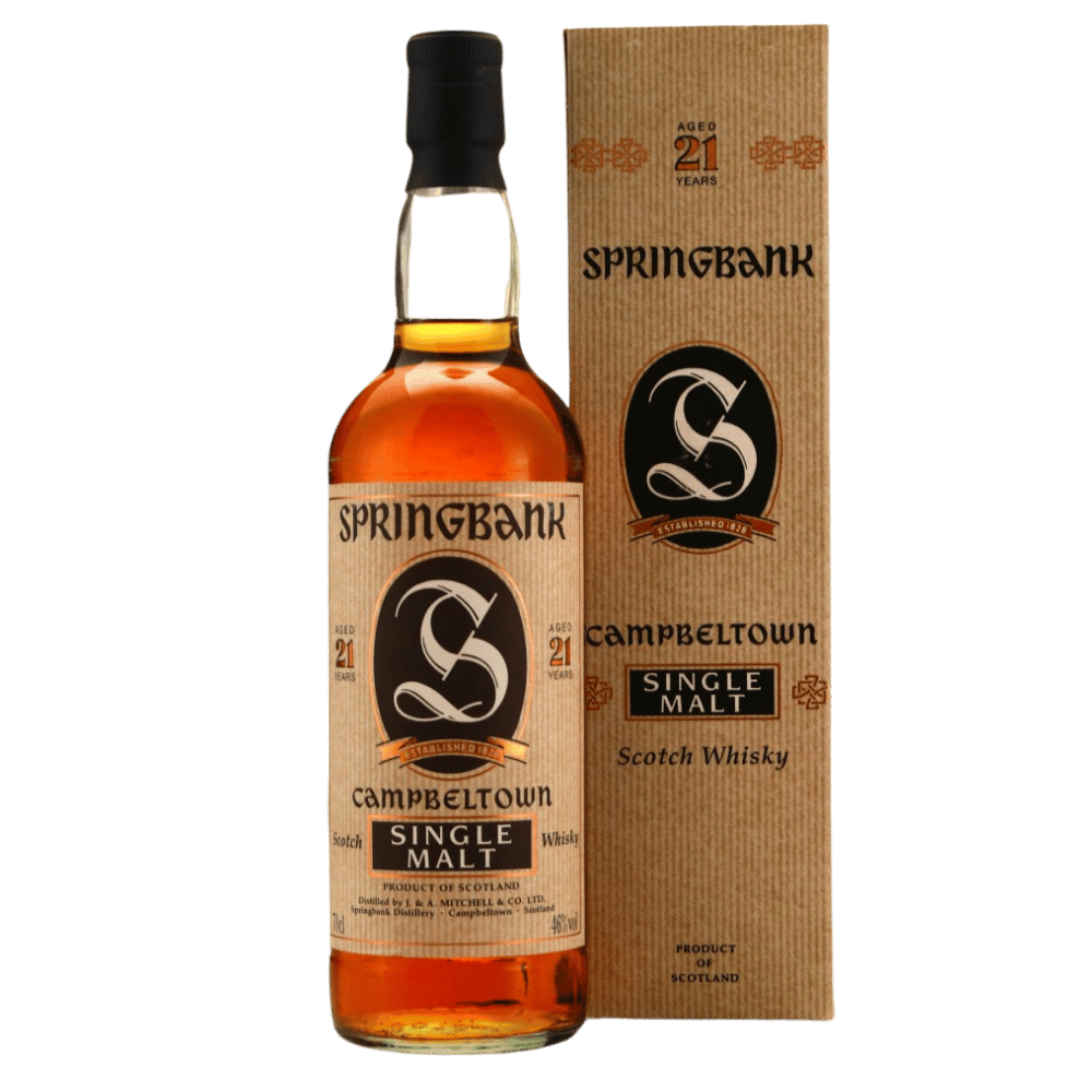 Springbank Whisky 21 Year Old 2005 Release, Scotch whisky bottle.