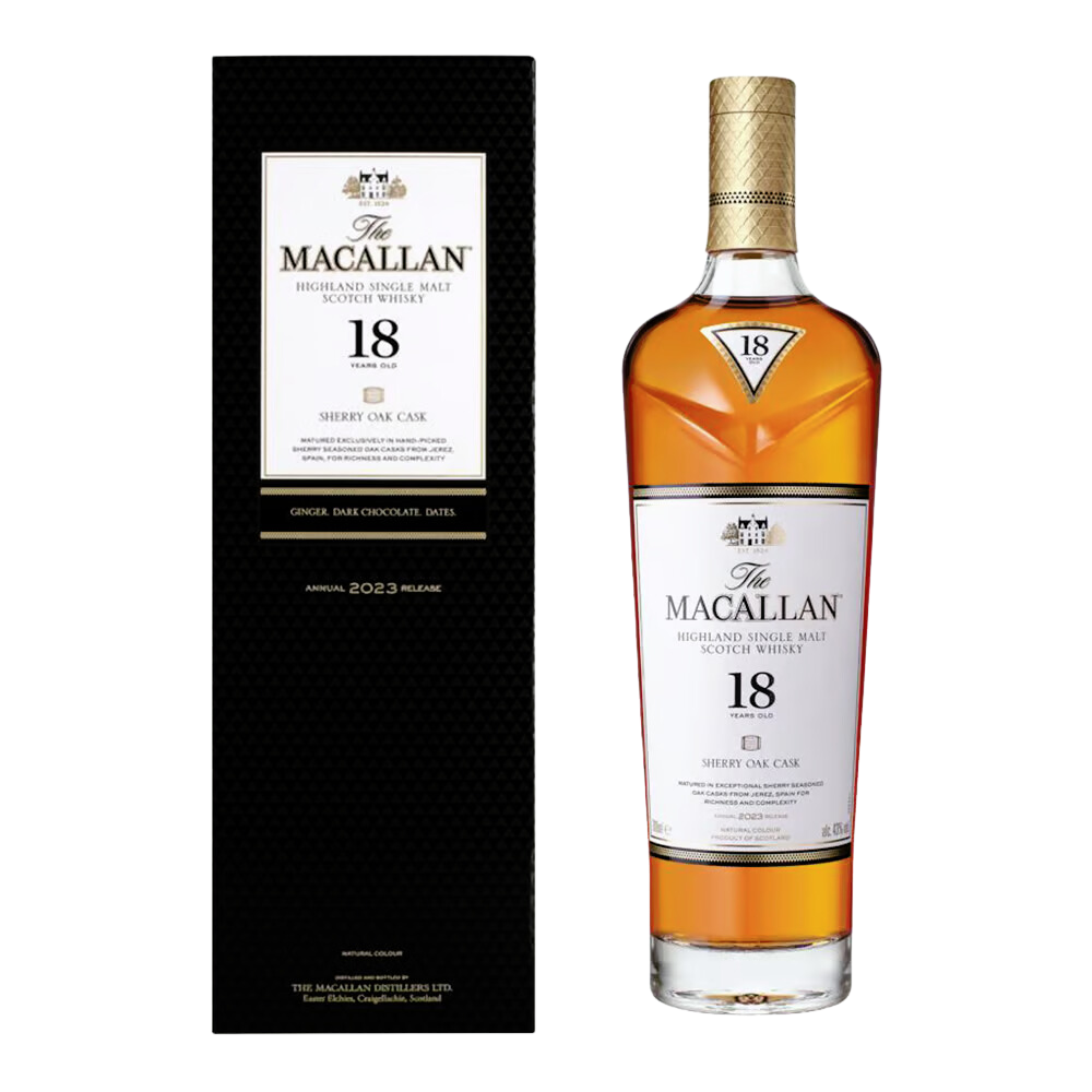 Macallan 18 yrs old sherry oak cask 2023 - Whisky Gallery Global - Buy alcohol whisky online Malaysia